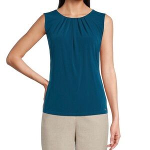Calvin Klein Pleated Neck Sleeveless Blouse
